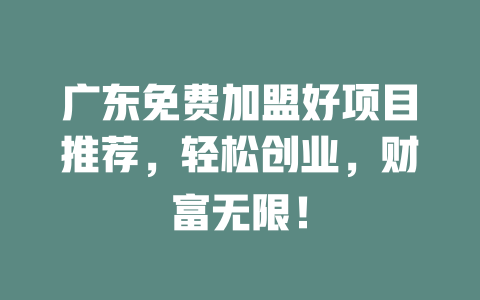 广东免费加盟好项目推荐，轻松创业，财富无限！-小本创业副业项目推荐_零成本在家赚钱项目_中赚网