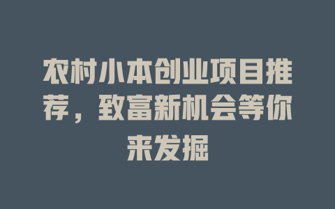 农村小本创业项目推荐，致富新机会等你来发掘-小本创业副业项目推荐_零成本在家赚钱项目_中赚网