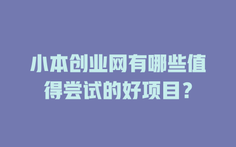 小本创业网有哪些值得尝试的好项目？-小本创业副业项目推荐_零成本在家赚钱项目_中赚网