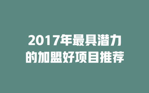 2017年最具潜力的加盟好项目推荐