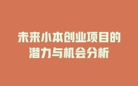 未来小本创业项目的潜力与机会分析-小本创业副业项目推荐_零成本在家赚钱项目_中赚网