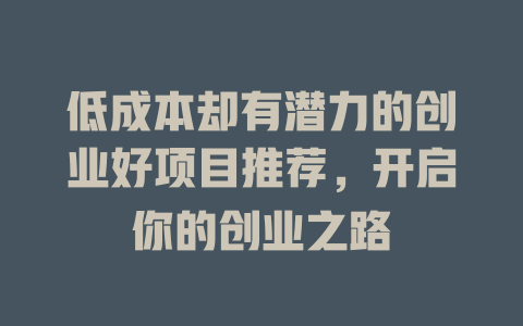 低成本却有潜力的创业好项目推荐，开启你的创业之路-小本创业副业项目推荐_零成本在家赚钱项目_中赚网