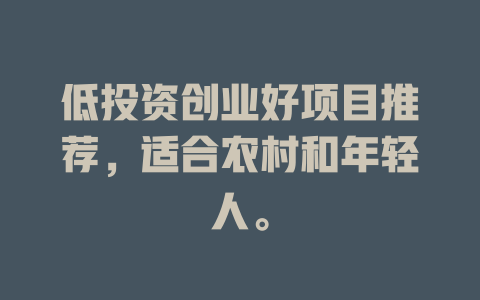 低投资创业好项目推荐，适合农村和年轻人。-小本创业副业项目推荐_零成本在家赚钱项目_中赚网