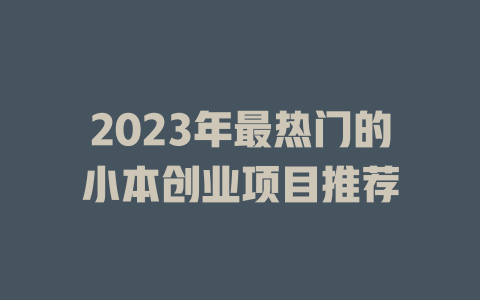 2023年最热门的小本创业项目推荐-小本创业副业项目推荐_零成本在家赚钱项目_中赚网