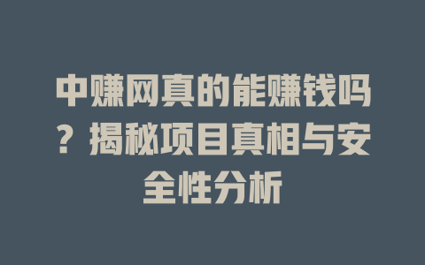 中赚网真的能赚钱吗？揭秘项目真相与安全性分析-小本创业副业项目推荐_零成本在家赚钱项目_中赚网