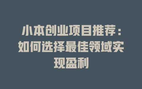 小本创业项目推荐：如何选择最佳领域实现盈利-小本创业副业项目推荐_零成本在家赚钱项目_中赚网