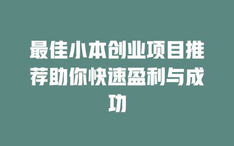 最佳小本创业项目推荐助你快速盈利与成功-小本创业副业项目推荐_零成本在家赚钱项目_中赚网