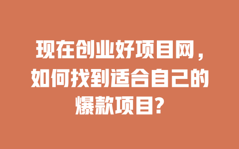 现在创业好项目网，如何找到适合自己的爆款项目?-小本创业副业项目推荐_零成本在家赚钱项目_中赚网