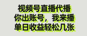 视频号直播代播，你出账号我来播，单日收益轻松几张-小本创业副业项目推荐_零成本在家赚钱项目_中赚网