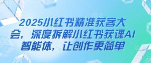 2025小红书精准获客大会，深度拆解小红书获课AI智能体，让创作更简单-小本创业副业项目推荐_零成本在家赚钱项目_中赚网