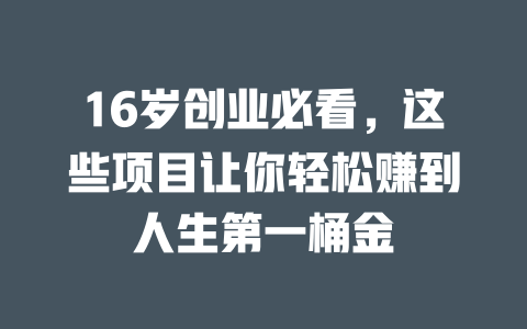 16岁创业必看，这些项目让你轻松赚到人生第一桶金-小本创业副业项目推荐_零成本在家赚钱项目_中赚网