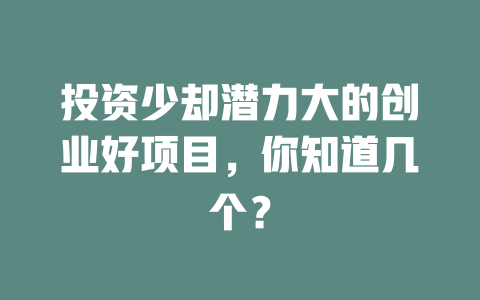 投资少却潜力大的创业好项目，你知道几个？-小本创业副业项目推荐_零成本在家赚钱项目_中赚网