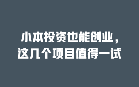 小本投资也能创业，这几个项目值得一试-小本创业副业项目推荐_零成本在家赚钱项目_中赚网