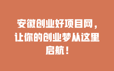 安徽创业好项目网，让你的创业梦从这里启航！-小本创业副业项目推荐_零成本在家赚钱项目_中赚网