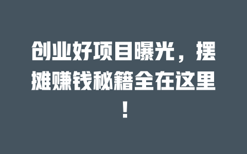 创业好项目曝光，摆摊赚钱秘籍全在这里！-小本创业副业项目推荐_零成本在家赚钱项目_中赚网