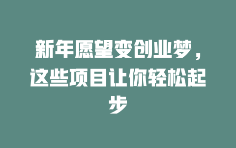 新年愿望变创业梦，这些项目让你轻松起步-小本创业副业项目推荐_零成本在家赚钱项目_中赚网