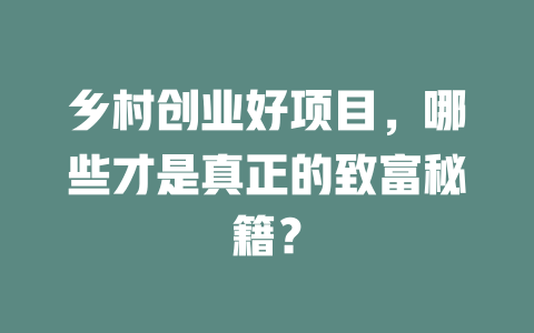 乡村创业好项目，哪些才是真正的致富秘籍？-小本创业副业项目推荐_零成本在家赚钱项目_中赚网