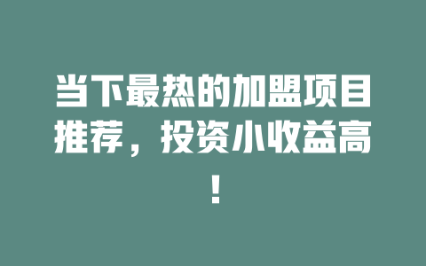 当下最热的加盟项目推荐，投资小收益高！-小本创业副业项目推荐_零成本在家赚钱项目_中赚网