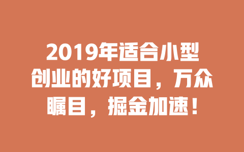 2019年适合小型创业的好项目，万众瞩目，掘金加速！-小本创业副业项目推荐_零成本在家赚钱项目_中赚网