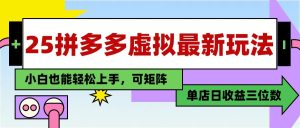 25最新拼多多虚拟电商，单店日入3位数， 小白也能快速上手，保姆级教程-小本创业副业项目推荐_零成本在家赚钱项目_中赚网