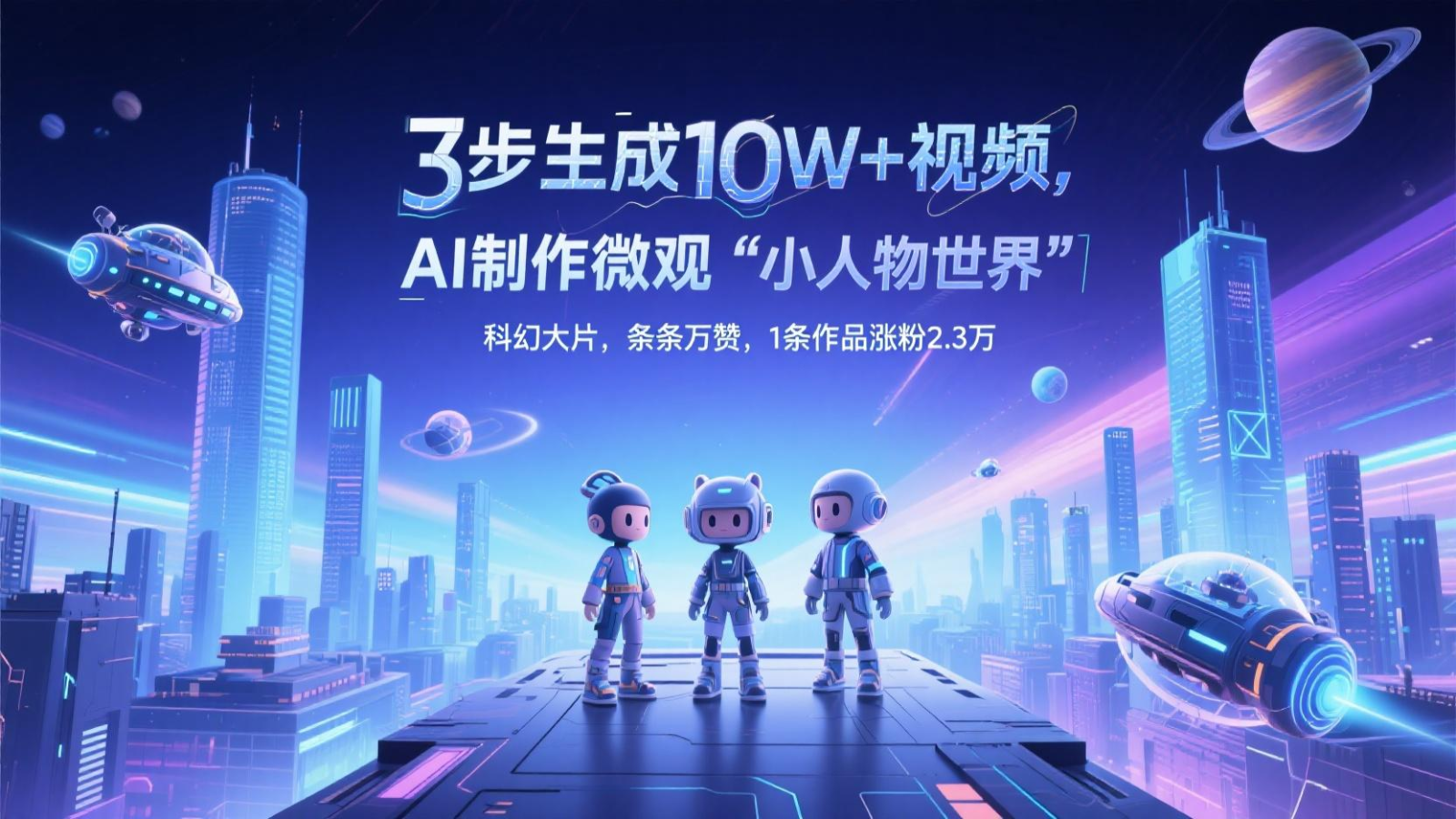 三步生成10W+视频，AI制作微观“小人物世界”科幻大片，条条万赞，1条作品涨粉2.3万-小本创业副业项目推荐_零成本在家赚钱项目_中赚网