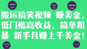 搬运搞笑视频挣美金，低门槛高收益，简单粗暴新手月入上千美刀-小本创业副业项目推荐_零成本在家赚钱项目_中赚网
