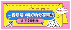 视频号0粉好物分享带货，突破低流量枷锁，实现月入4000+-小本创业副业项目推荐_零成本在家赚钱项目_中赚网