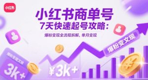 小红书商单号7天快速起号攻略：爆粉变现全流程拆解，单月变现3k+-小本创业副业项目推荐_零成本在家赚钱项目_中赚网