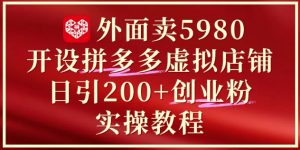 外面卖5980开设拼多多虚拟店铺：单日引流200+创业付费粉实战教程-小本创业副业项目推荐_零成本在家赚钱项目_中赚网