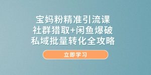 （14820期）宝妈粉精准引流课，社群猎取+闲鱼爆破，私域批量转化全攻略-小本创业副业项目推荐_零成本在家赚钱项目_中赚网