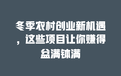 冬季农村创业新机遇，这些项目让你赚得盆满钵满-小本创业副业项目推荐_零成本在家赚钱项目_中赚网