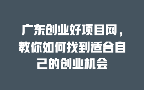 广东创业好项目网，教你如何找到适合自己的创业机会-小本创业副业项目推荐_零成本在家赚钱项目_中赚网