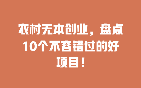 农村无本创业，盘点10个不容错过的好项目！-小本创业副业项目推荐_零成本在家赚钱项目_中赚网