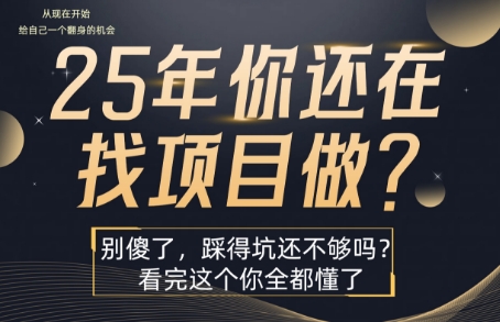 25年，你还在疯狂的找项目吗？别傻了，看完这个你都懂了【揭秘】-小本创业副业项目推荐_零成本在家赚钱项目_中赚网