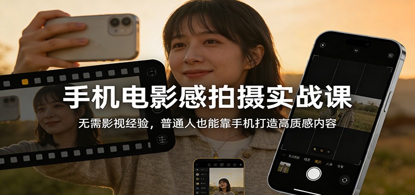 手机电影感拍摄实战课：无需影视经验，普通人也能靠手机打造高质感内容-小本创业副业项目推荐_零成本在家赚钱项目_中赚网