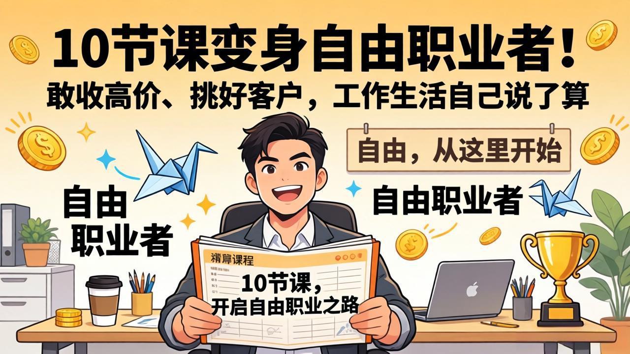 10 节课变身自由职业者！敢收高价、挑好客户，工作生活自己说了算-小本创业副业项目推荐_零成本在家赚钱项目_中赚网