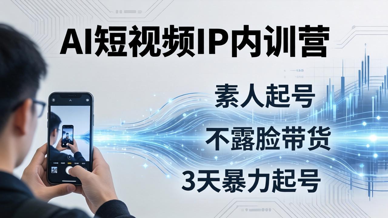2026AI短视频IP内训营：从素人起号到不露脸带货，3天暴力起号全流程拆解-小本创业副业项目推荐_零成本在家赚钱项目_中赚网