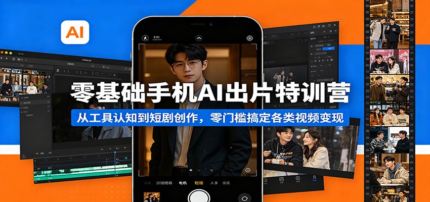 零基础手机AI出片特训营：从工具认知到短剧创作，零门槛搞定各类视频变现-小本创业副业项目推荐_零成本在家赚钱项目_中赚网