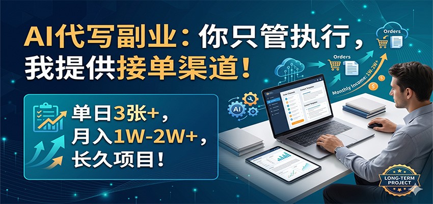 AI代写副业：你只管执行，我提供接单渠道！单日3张+，月入1W-2W+，长久项目-小本创业副业项目推荐_零成本在家赚钱项目_中赚网