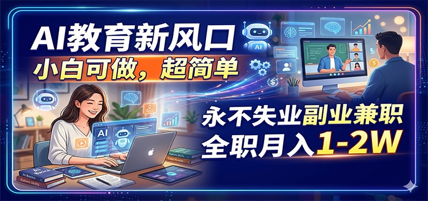AI教育新风口，小白可做，超简单，永不失业副业兼职 全职月入1-2W-小本创业副业项目推荐_零成本在家赚钱项目_中赚网