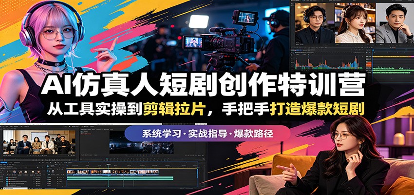 AI仿真人短剧创作特训营：从工具实操到剪辑拉片，手把手打造爆款短剧-小本创业副业项目推荐_零成本在家赚钱项目_中赚网