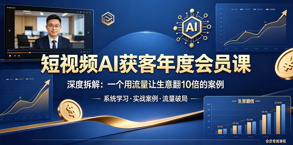 短视频AI获客年度会员课，深度拆解，一个用流量让生意翻10倍的案例-小本创业副业项目推荐_零成本在家赚钱项目_中赚网