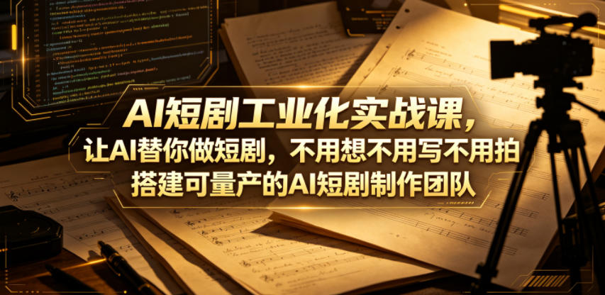 AI短剧工业化实战课，让AI替你做短剧，不用想不用写不用拍，搭建可量产的AI短剧制作团队-小本创业副业项目推荐_零成本在家赚钱项目_中赚网