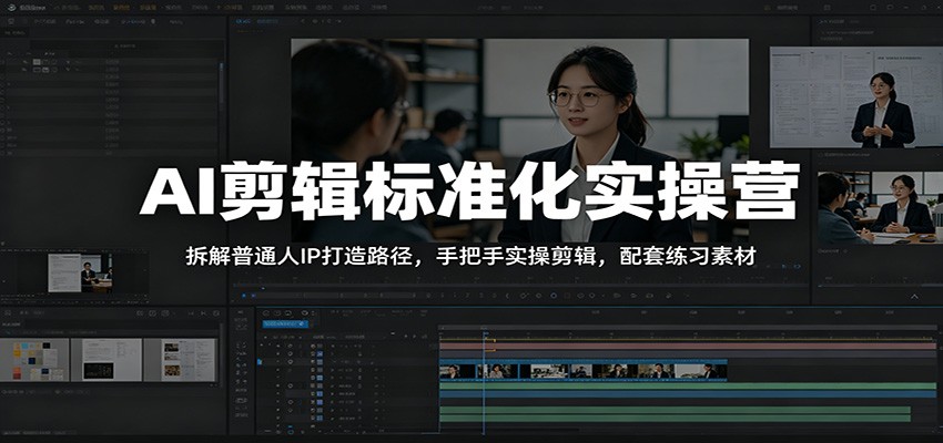 AI剪辑标准化实操营：拆解普通人IP打造路径，手把手实操剪辑，配套练习素材-小本创业副业项目推荐_零成本在家赚钱项目_中赚网