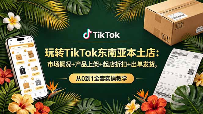 玩转TikTok东南亚本土店：市场概况+产品上架+起店折扣+出单发货，从0到1全套实操教学-小本创业副业项目推荐_零成本在家赚钱项目_中赚网