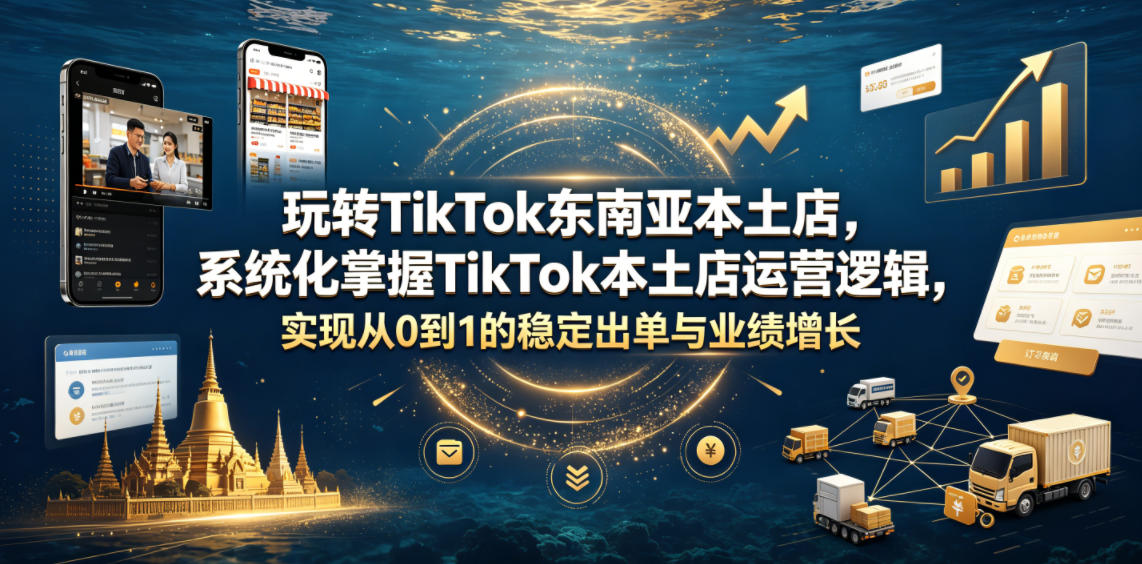 玩转TikTok东南亚本土店，系统化掌握TikTok本土店运营逻辑，实现从0到1的稳定出单与业绩增长-小本创业副业项目推荐_零成本在家赚钱项目_中赚网