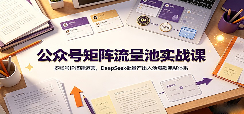 公众号矩阵流量池实战课：多账号IP搭建运营，DeepSeek批量产出入池爆款完整体系-小本创业副业项目推荐_零成本在家赚钱项目_中赚网