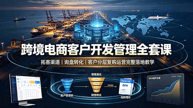 跨境电商客户开发管理全套课·拓客渠道｜询盘转化｜客户分层复购运营完整落地教学-小本创业副业项目推荐_零成本在家赚钱项目_中赚网