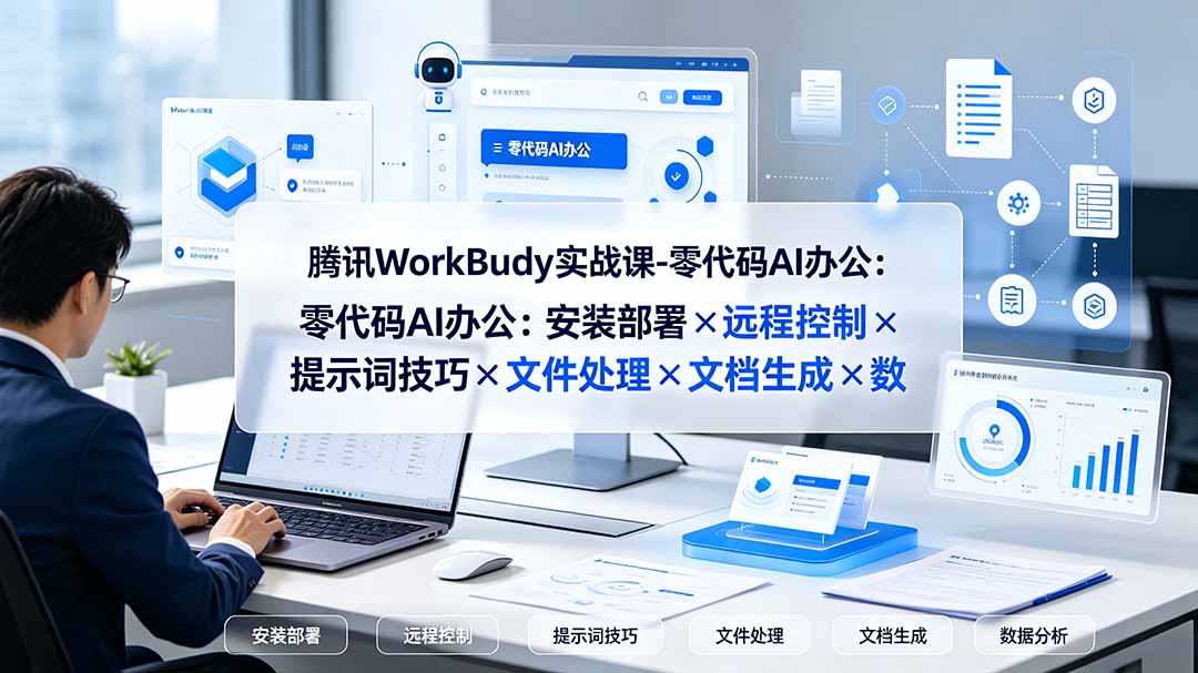 腾讯WorkBuddy实战课-零代码AI办公：安装部署×远程控制×提示词技巧×文件处理×文档生成×数据分析-小本创业副业项目推荐_零成本在家赚钱项目_中赚网