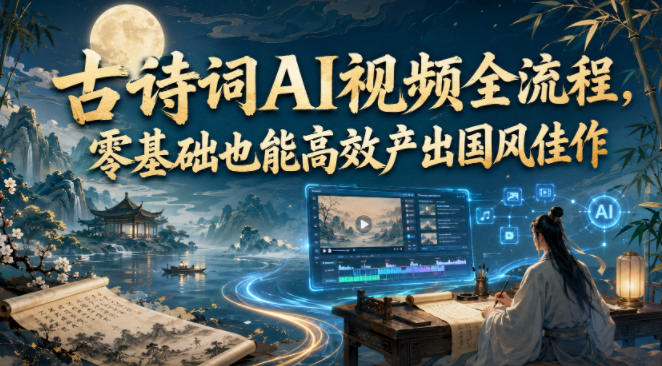 古诗词AI视频全流程，零基础也能高效产出国风佳作-小本创业副业项目推荐_零成本在家赚钱项目_中赚网
